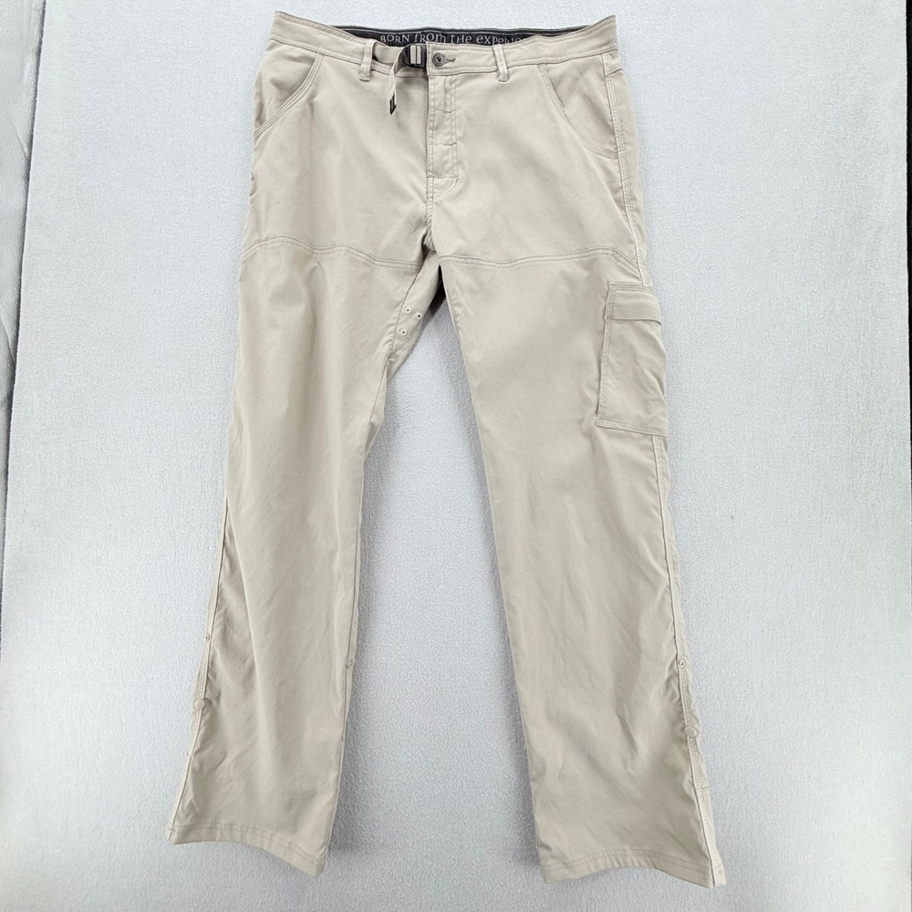 prAna Stretch Zion Hiking Tan Beige Pants Men Size 38x34 (Fits 38x33)